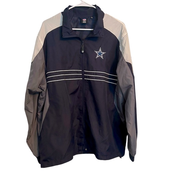 Reebok Mens Large NFL Team Apparel SI Dallas Cowboys Full Zip Windbreaker Jacket - Picture 1 of 7